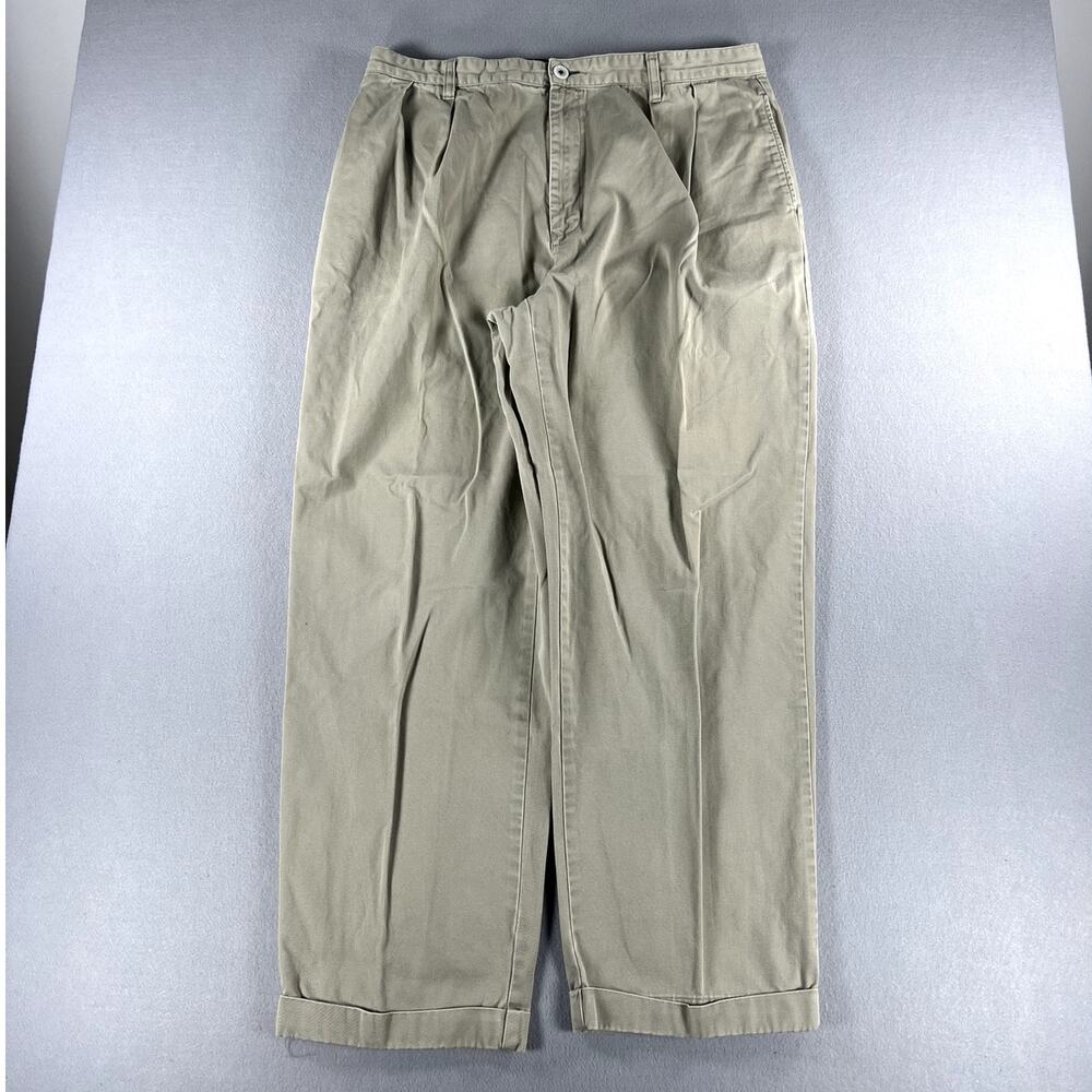 Vintage 90s Tommy Hilfiger Double Pleated Beige Pants Mens Size 40x32 (40x31) - Picture 1 of 13